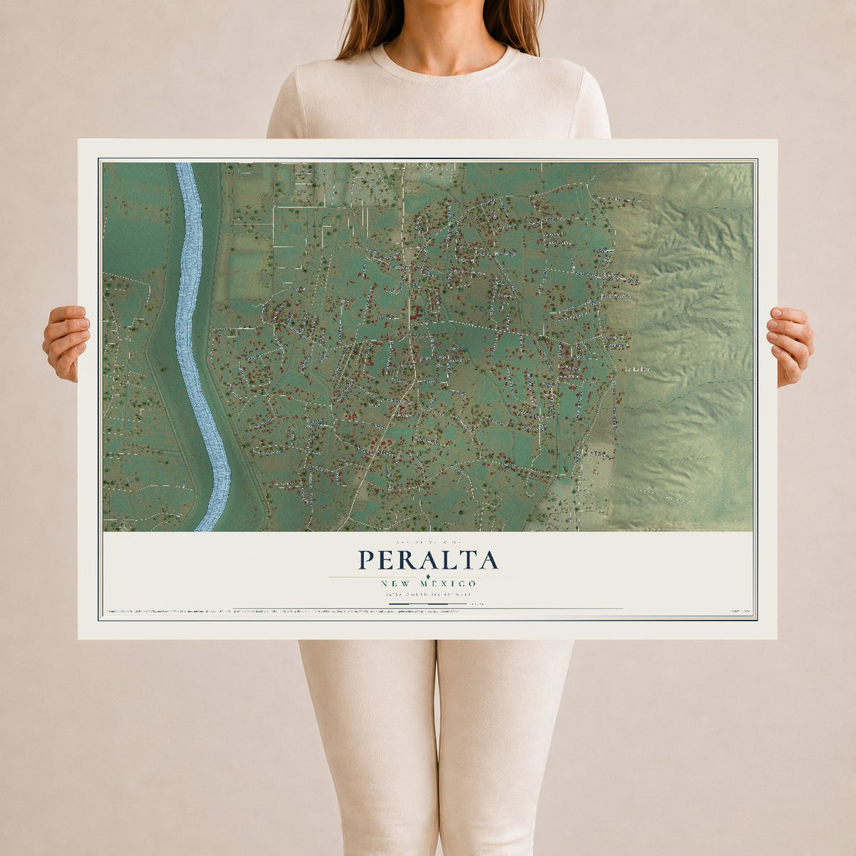 Map of Peralta, New Mexico, 24 x 36 inch unframed archival matte print