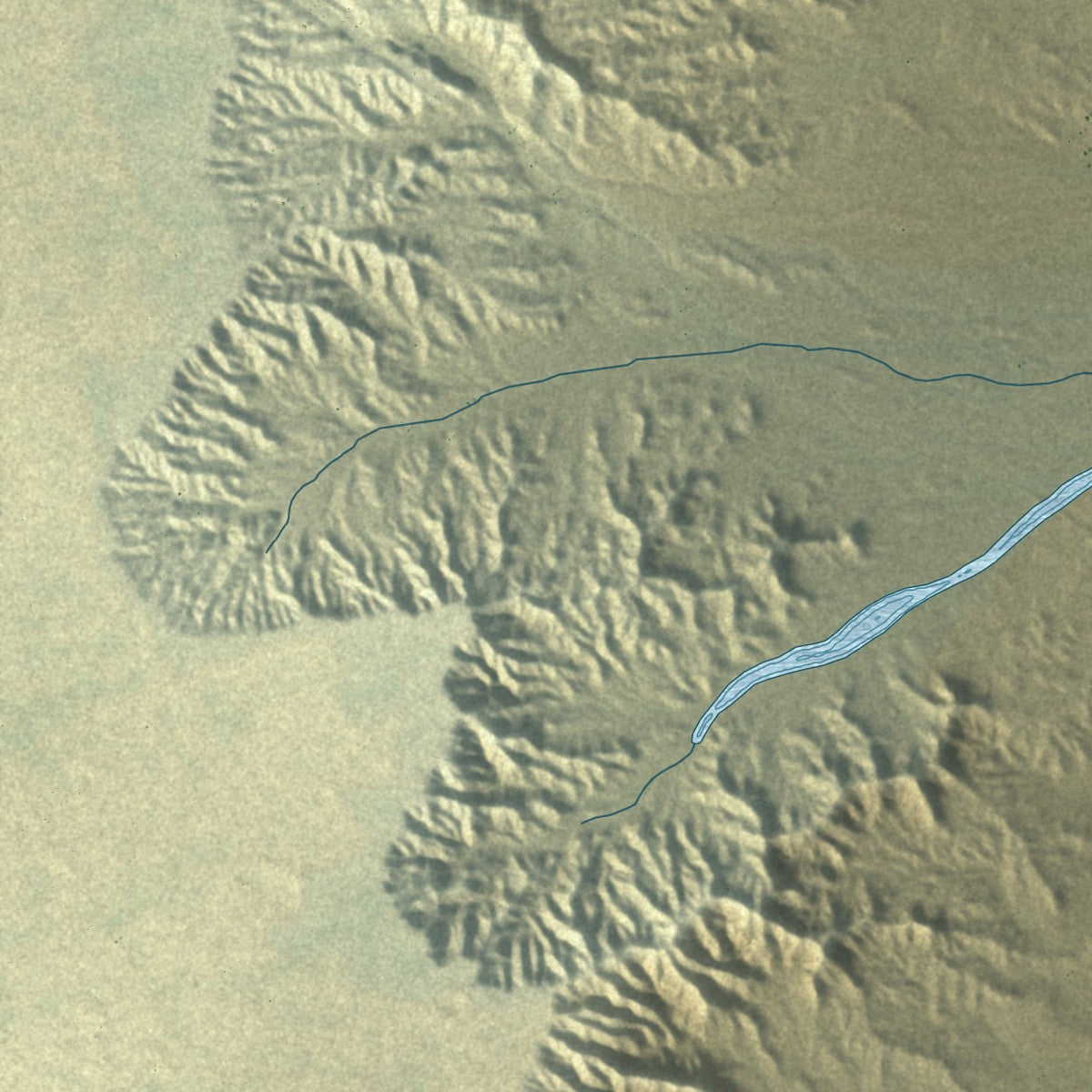 Close-up of the map of Pueblitos, New Mexico print showing street and building detail