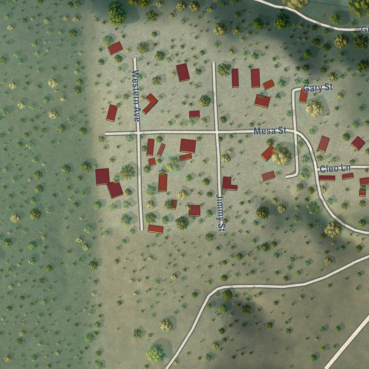 Second close-up of the map of Reserve, New Mexico print showing more streets and buildings