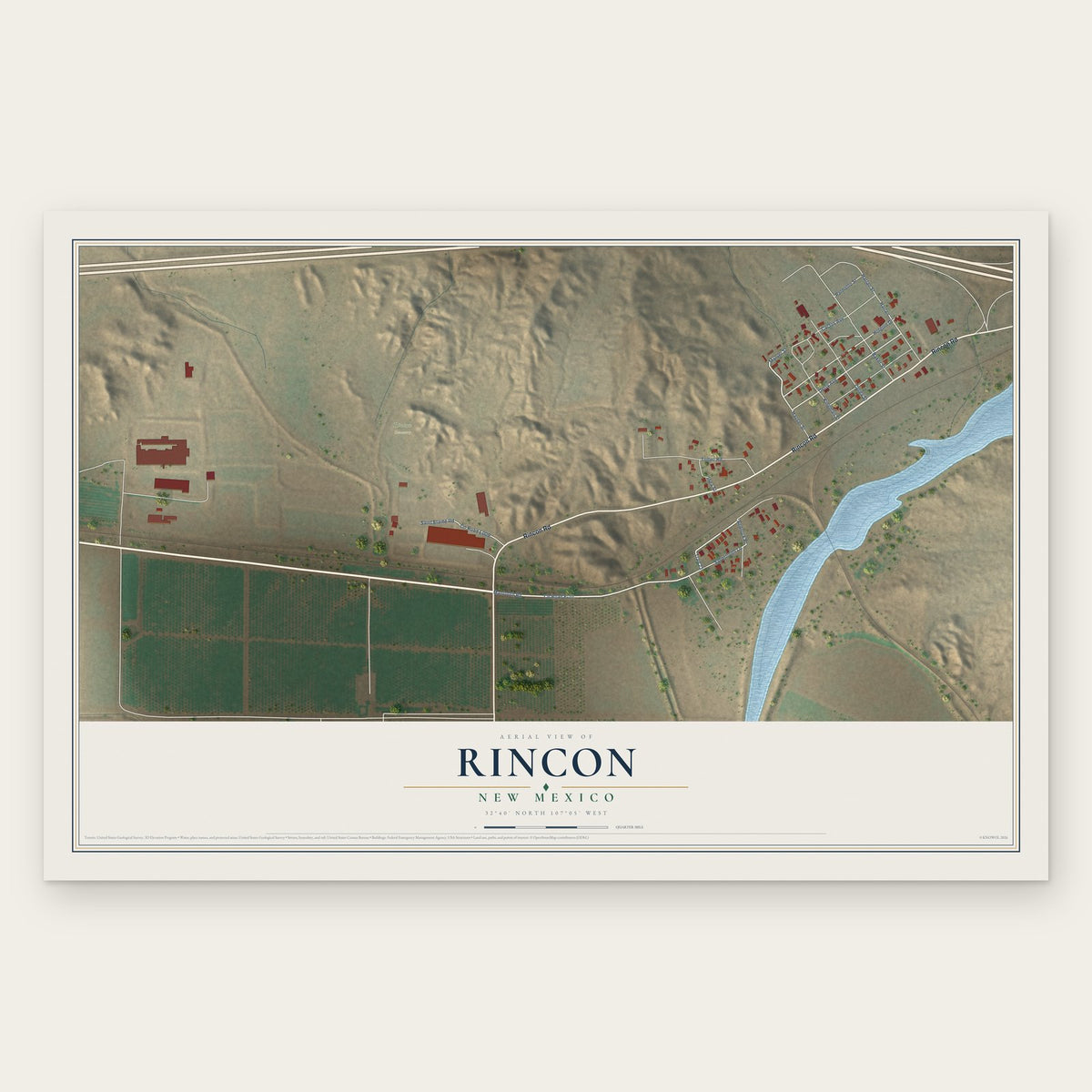 Rincon, New Mexico map print, the full design