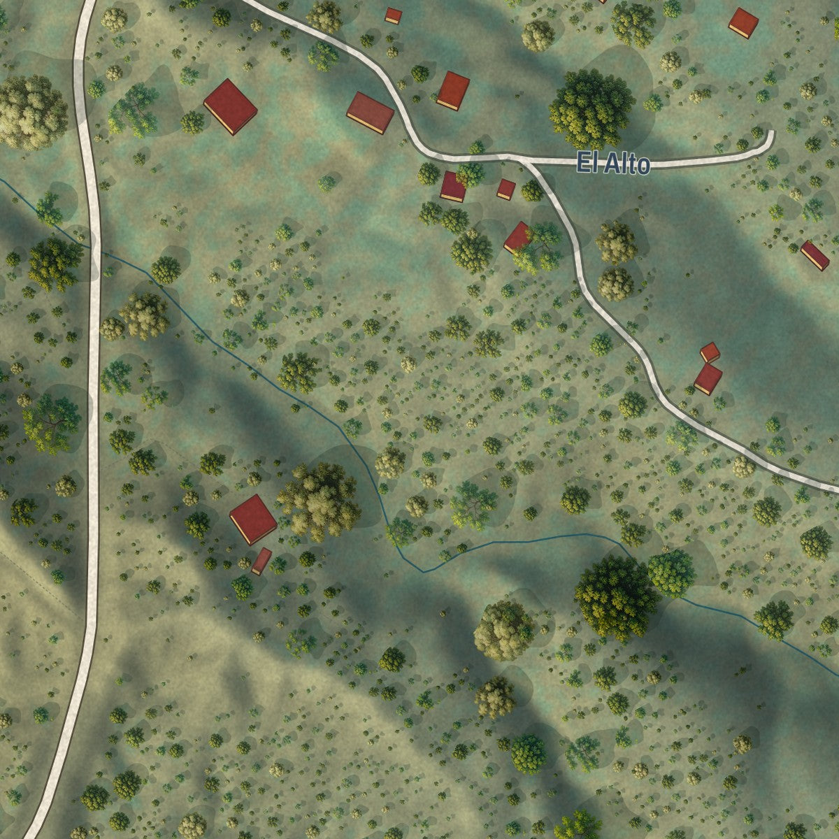Close-up of the map of Rio en Medio, New Mexico print showing street and building detail