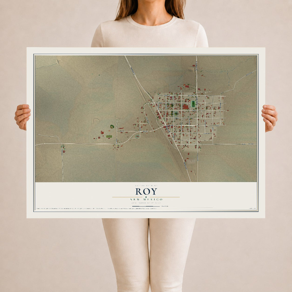 Map of Roy, New Mexico, 24 x 36 inch unframed archival matte print