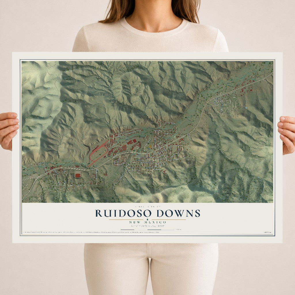 Map of Ruidoso Downs, New Mexico, 18 x 24 inch unframed archival matte print