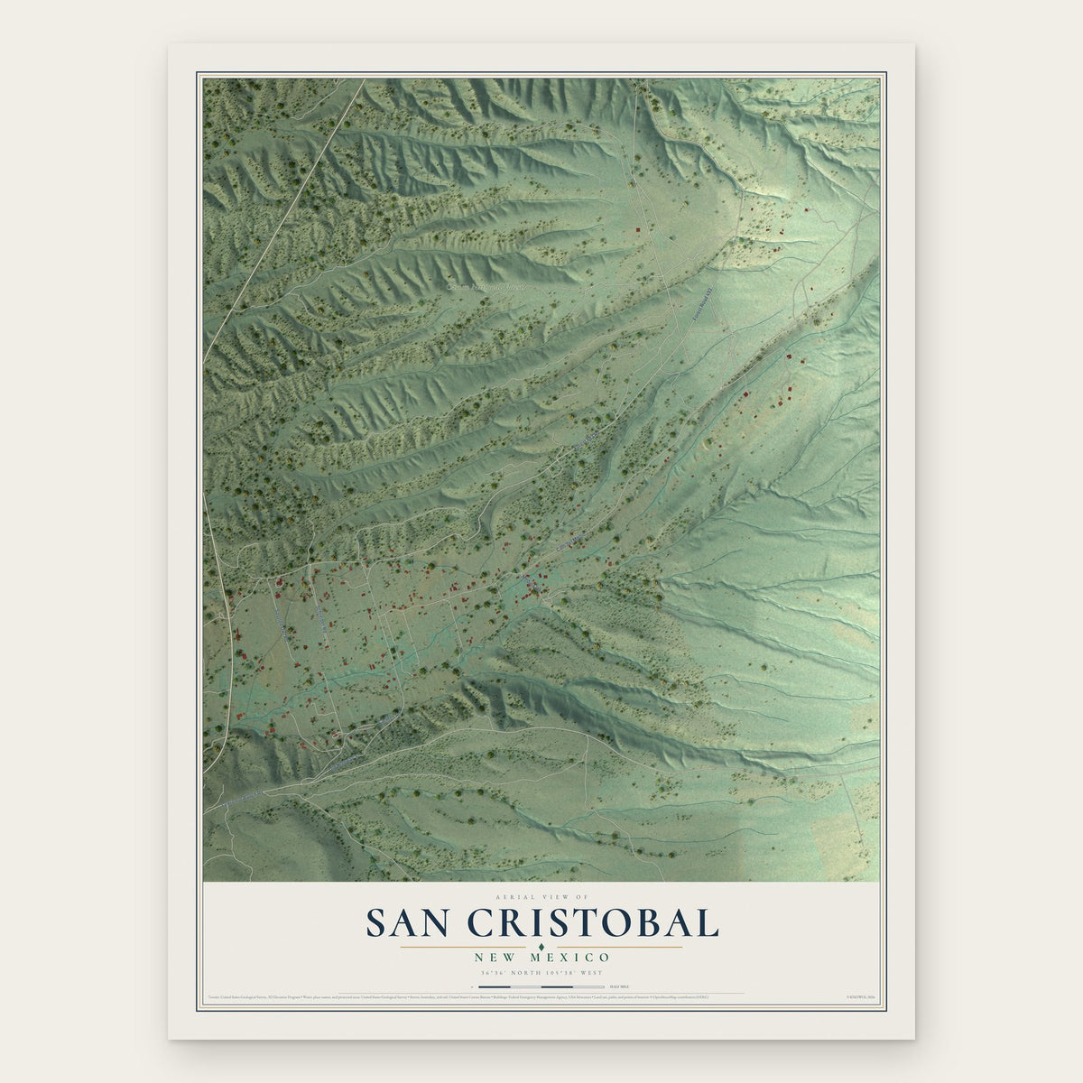 San Cristobal, New Mexico map print, the full design