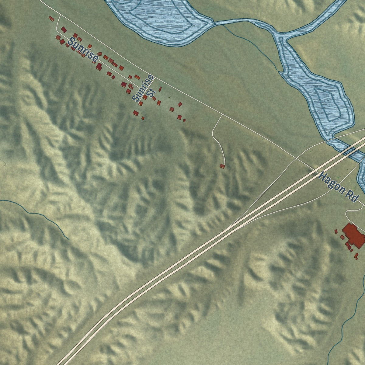 Close-up of the map of San Felipe Pueblo, New Mexico print showing street and building detail