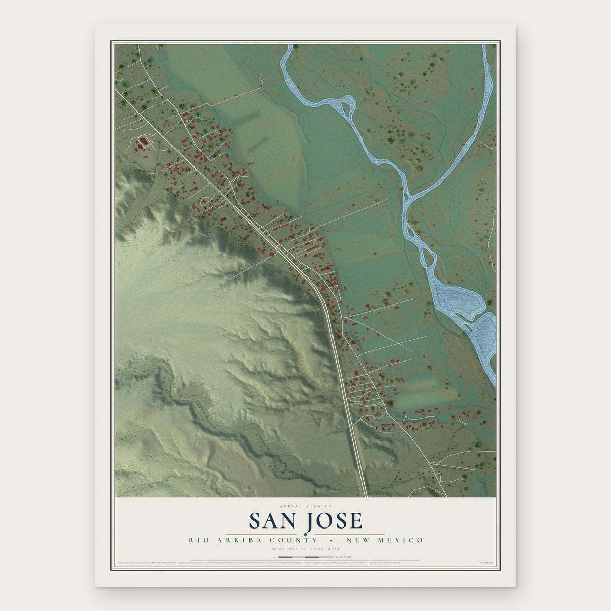 San Jose, Rio Arriba County, New Mexico map print, the full design