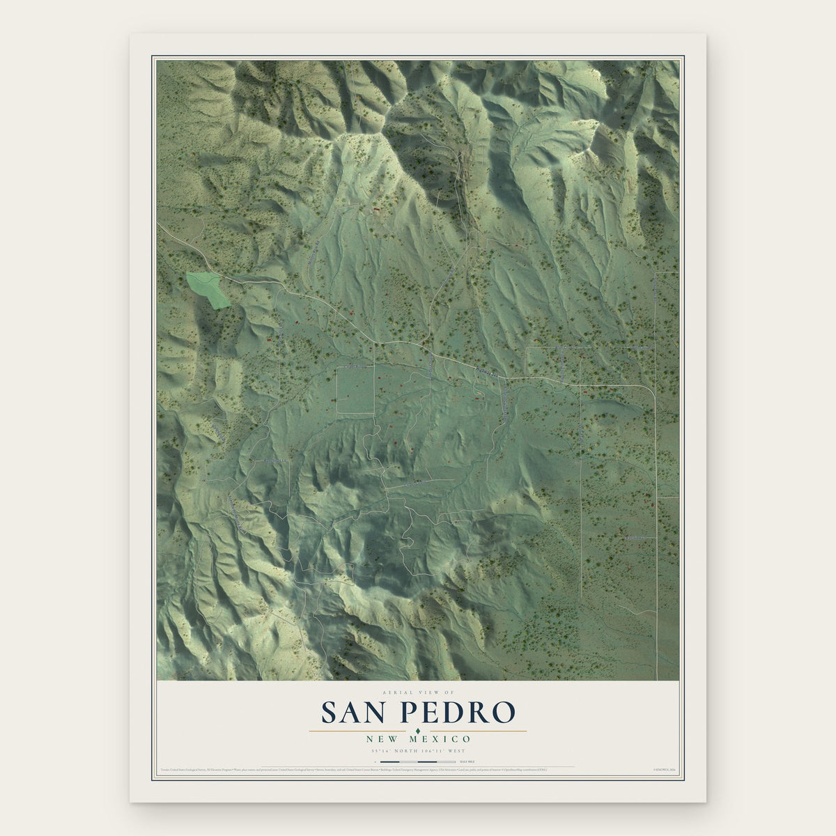San Pedro, New Mexico map print, the full design