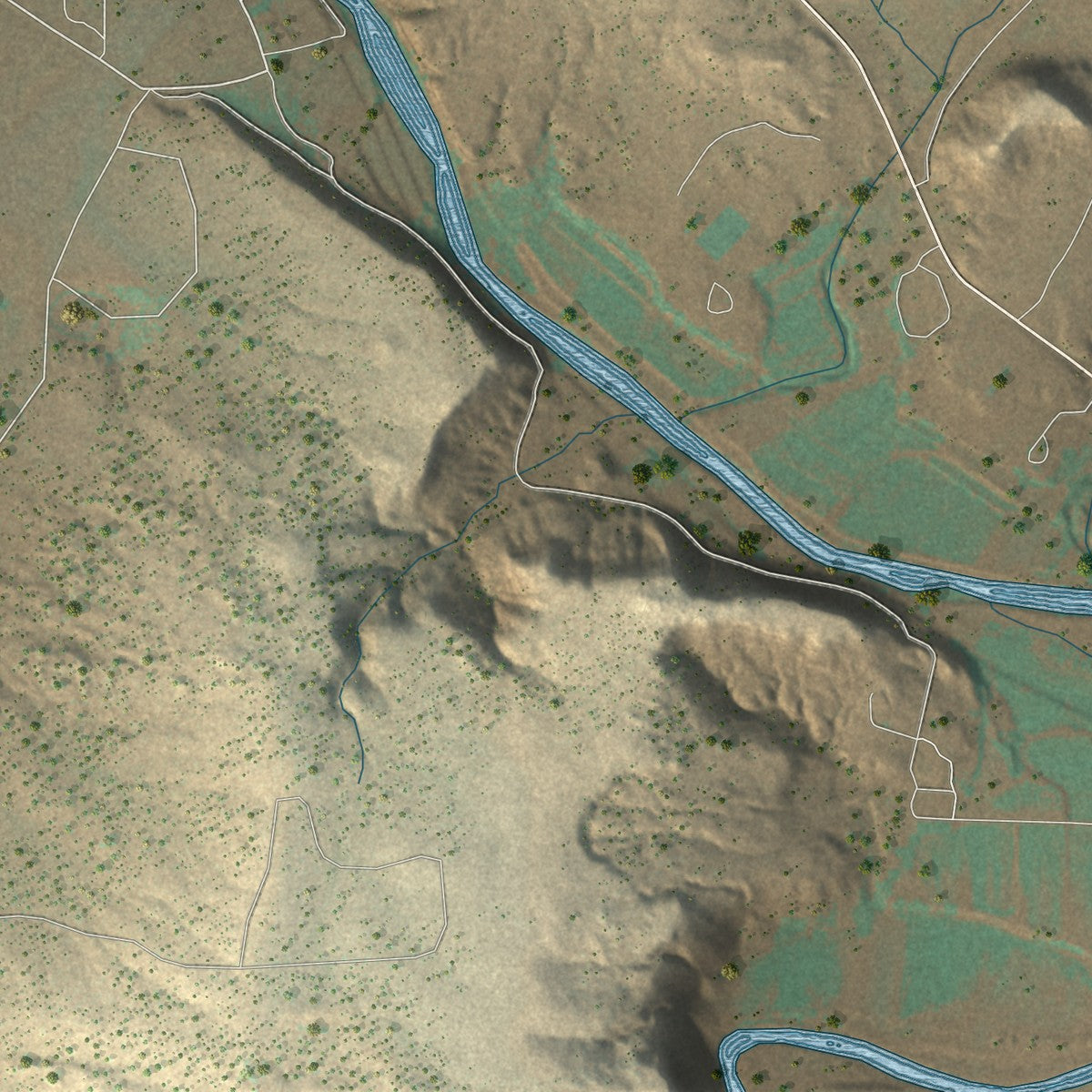 Second close-up of the map of Santa Rosa, New Mexico print showing more streets and buildings