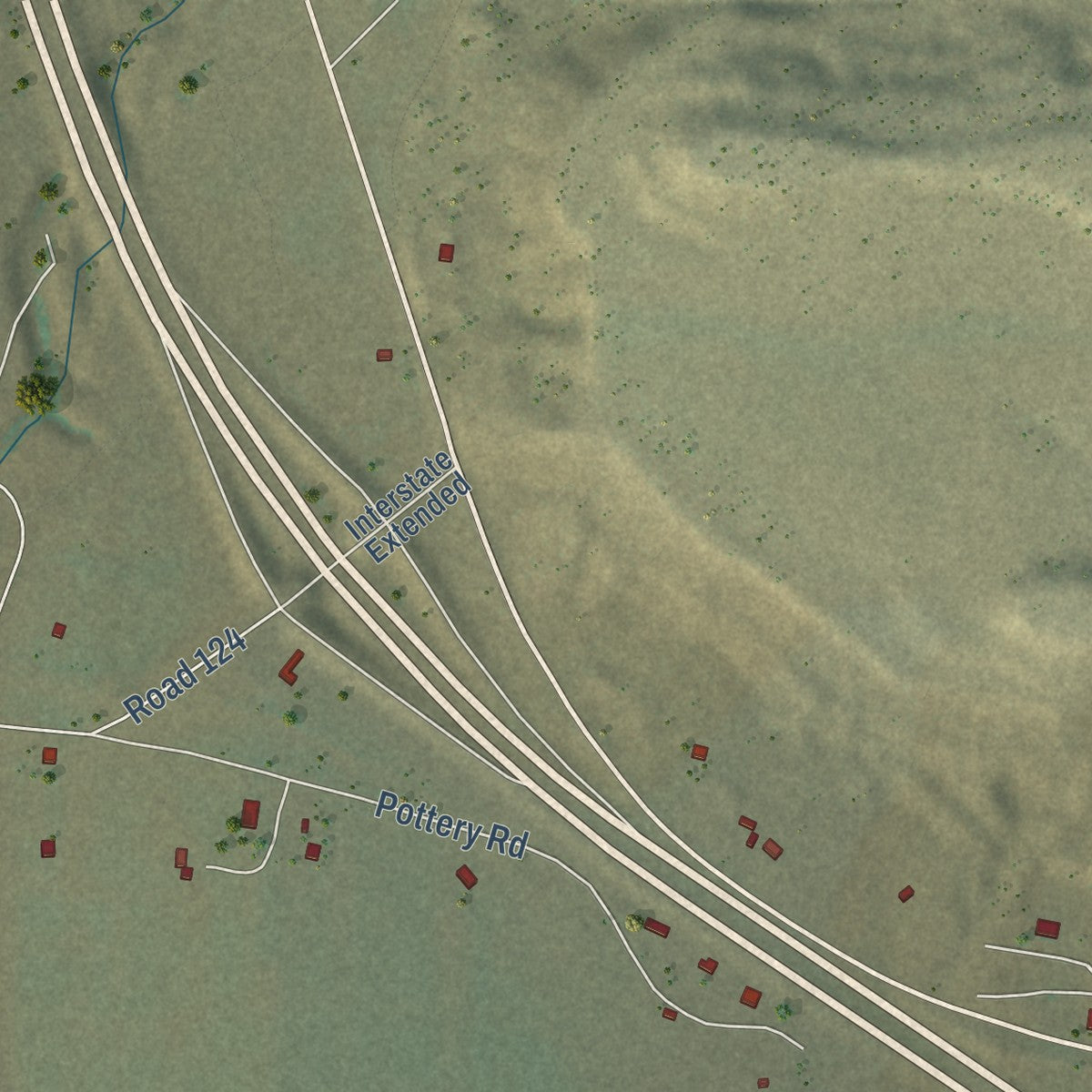 Close-up of the map of Seama, New Mexico print showing street and building detail
