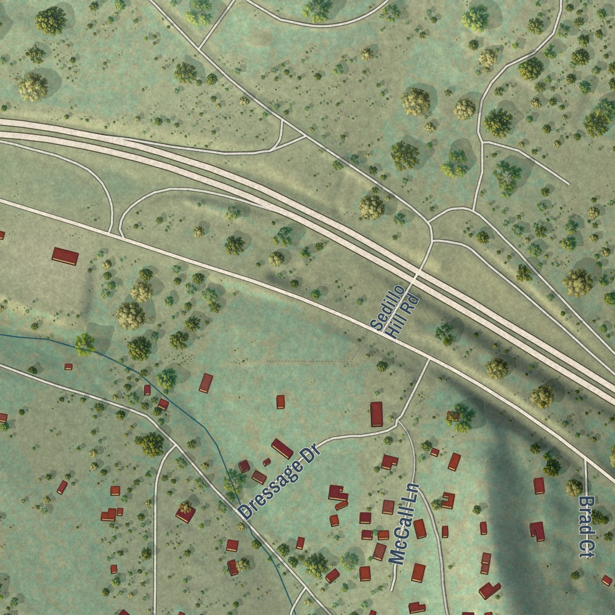 Close-up of the map of Sedillo, New Mexico print showing street and building detail