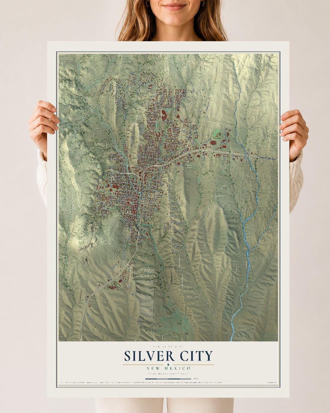 Map of Silver City, New Mexico, 24 x 36 inch unframed archival matte print