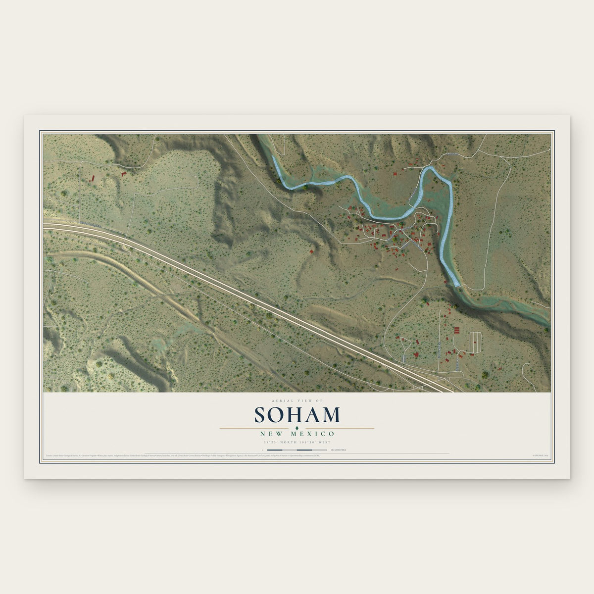 Soham, New Mexico map print, the full design