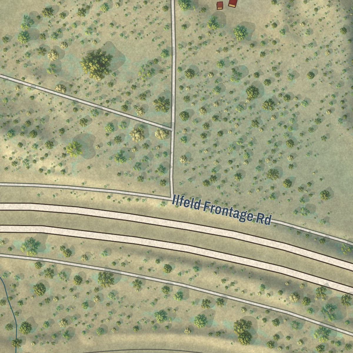 Close-up of the map of Soham, New Mexico print showing street and building detail