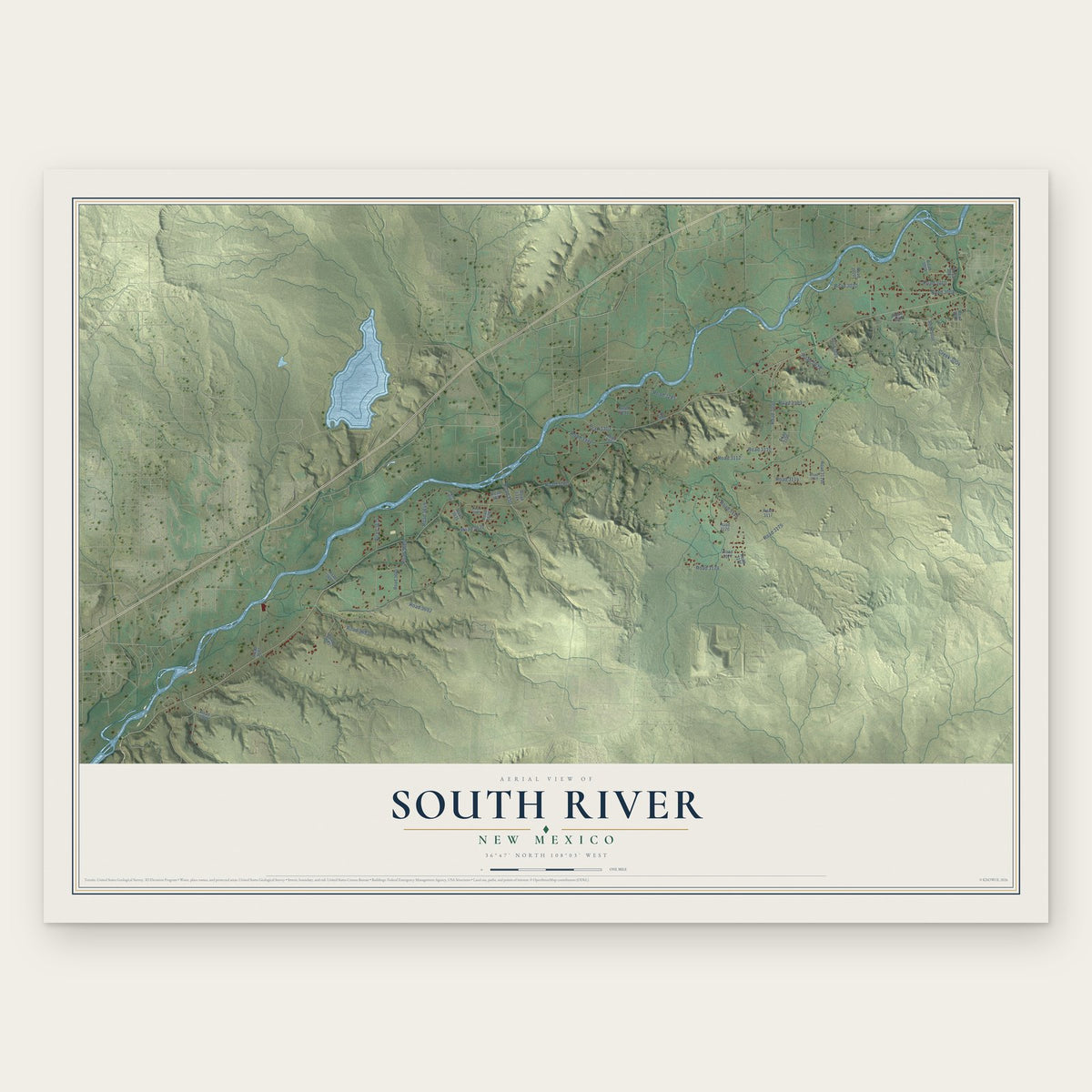 South River, New Mexico map print, the full design