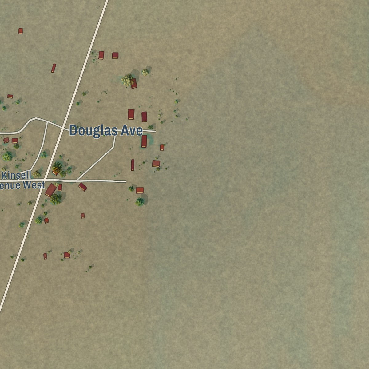 Close-up of the map of Stanley, New Mexico print showing street and building detail