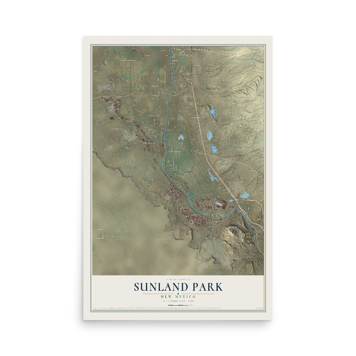 Map of Sunland Park, New Mexico, 12 x 18 inch unframed archival matte print