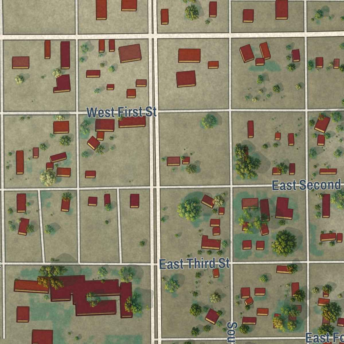 Close-up of the map of Tatum, New Mexico print showing street and building detail