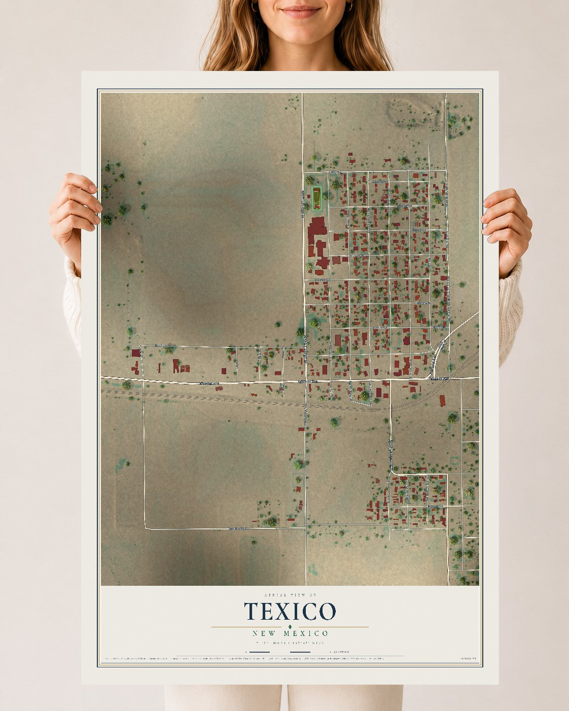 Map of Texico, New Mexico, 24 x 36 inch unframed archival matte print