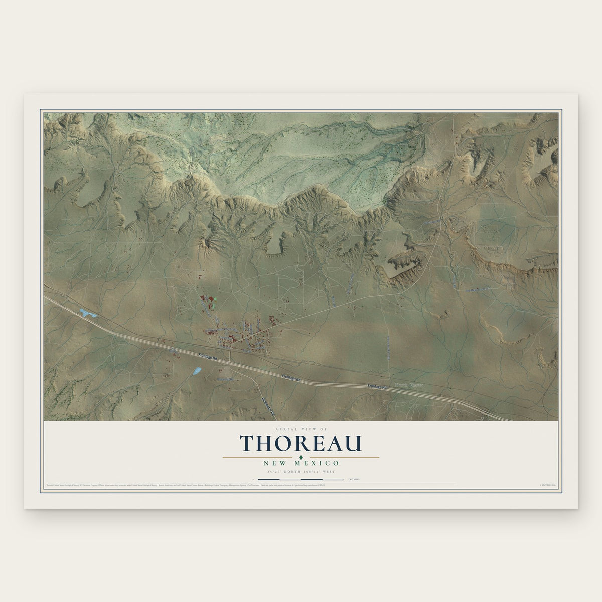 Thoreau, New Mexico map print, the full design