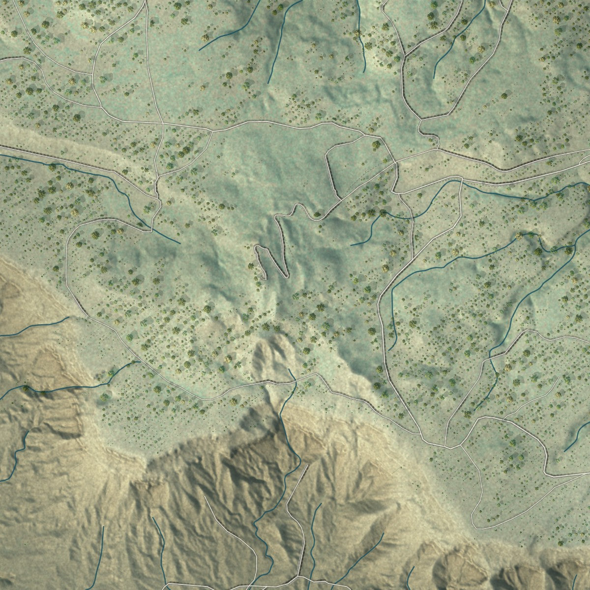 Close-up of the map of Thoreau, New Mexico print showing street and building detail