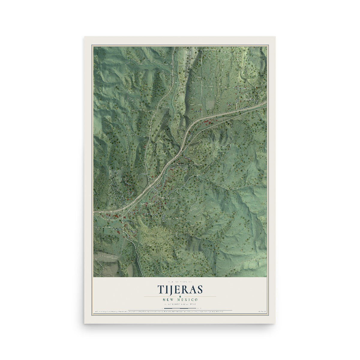 Map of Tijeras, New Mexico, 12 x 18 inch unframed archival matte print