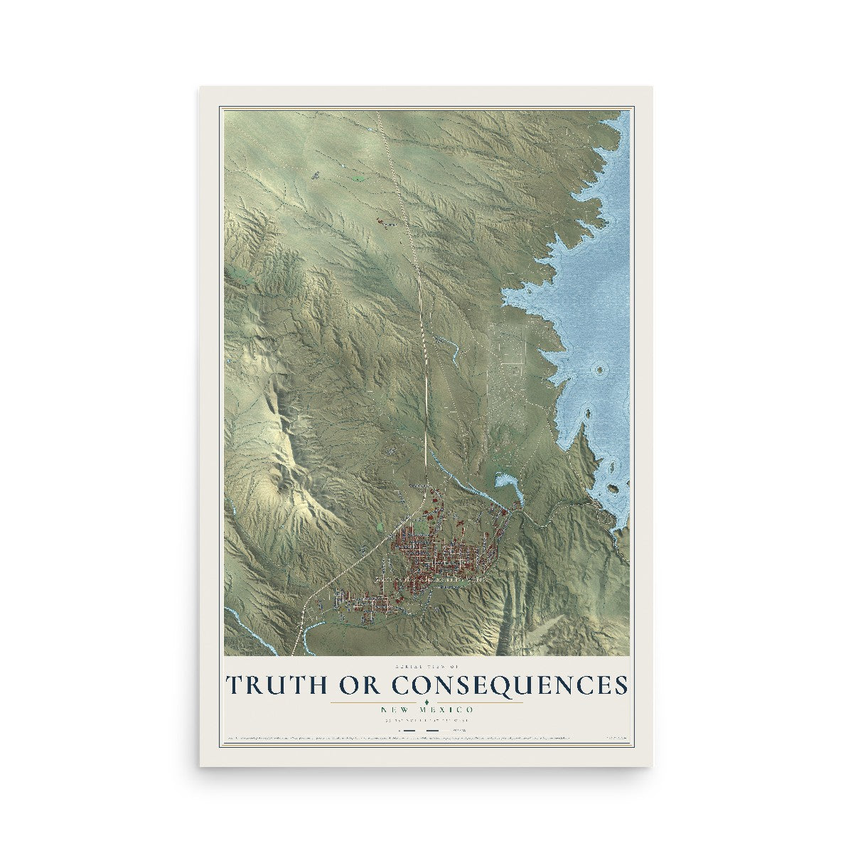 Map of Truth or Consequences, New Mexico, 12 x 18 inch unframed archival matte print