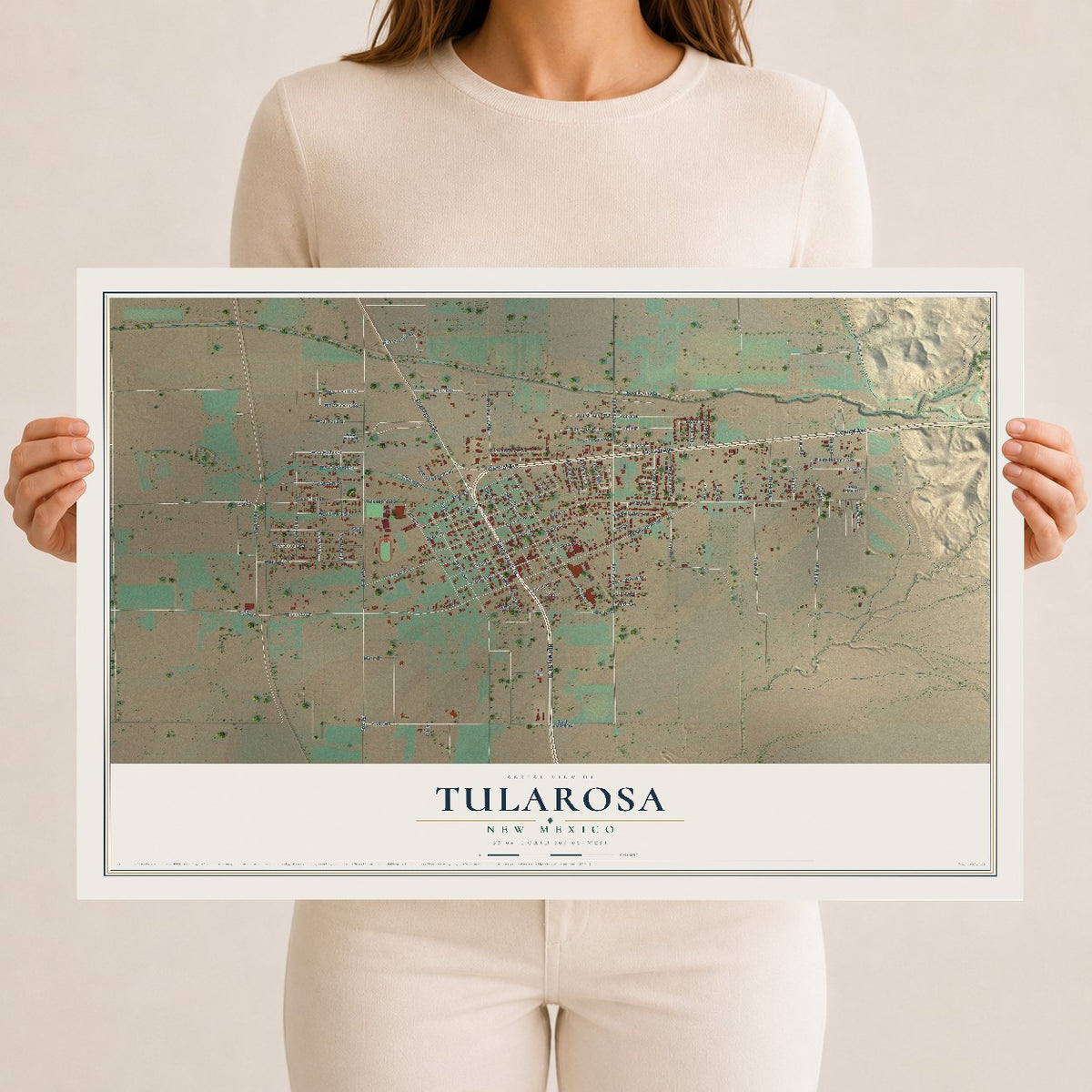 Map of Tularosa, New Mexico, 12 x 18 inch unframed archival matte print