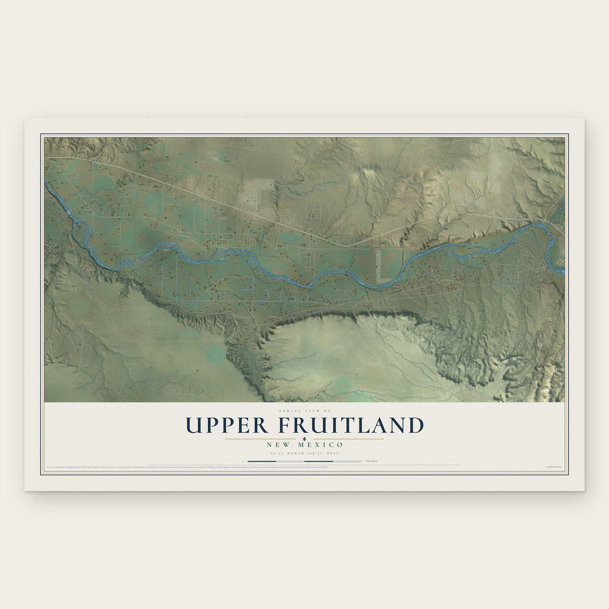 Upper Fruitland, New Mexico map print, the full design