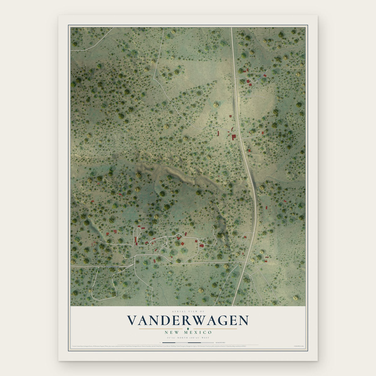 Vanderwagen, New Mexico map print, the full design