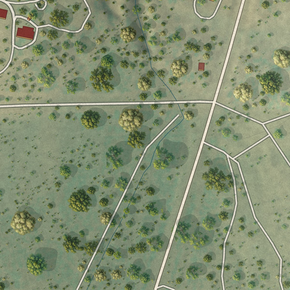 Close-up of the map of Vanderwagen, New Mexico print showing street and building detail