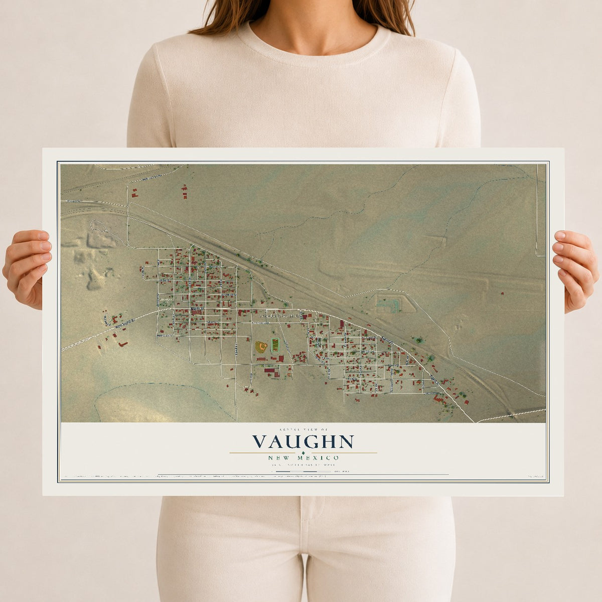 Map of Vaughn, New Mexico, 12 x 18 inch unframed archival matte print