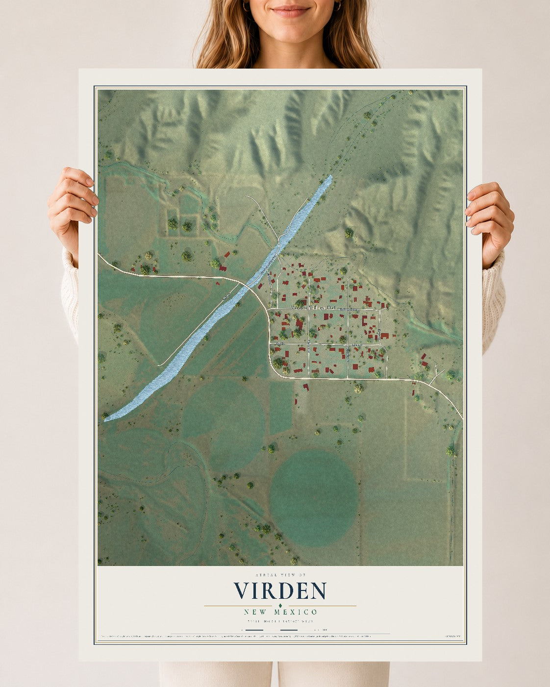 Map of Virden, New Mexico, 24 x 36 inch unframed archival matte print
