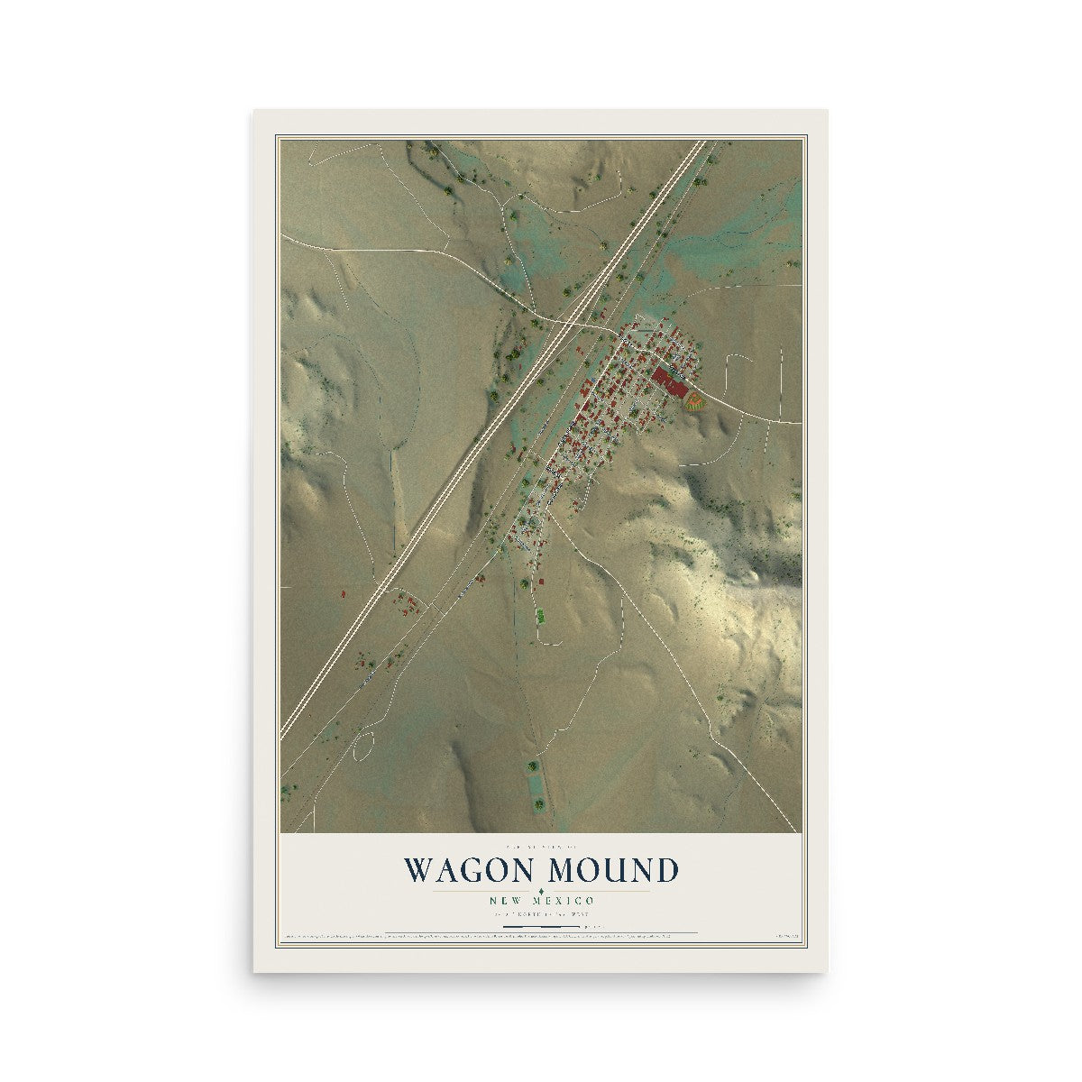 Map of Wagon Mound, New Mexico, 12 x 18 inch unframed archival matte print