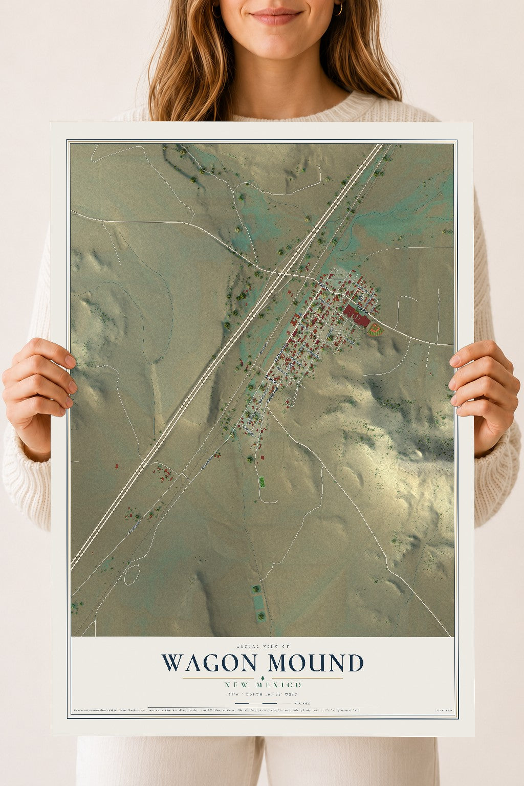 Map of Wagon Mound, New Mexico, 18 x 24 inch unframed archival matte print