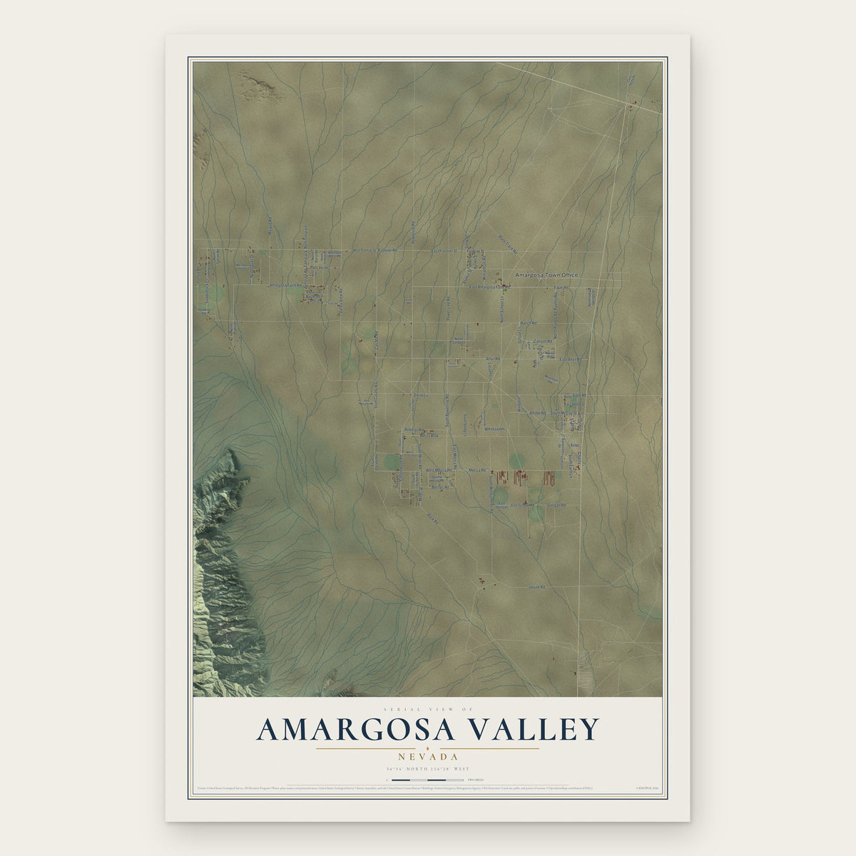 Amargosa Valley, Nevada map print, the full design