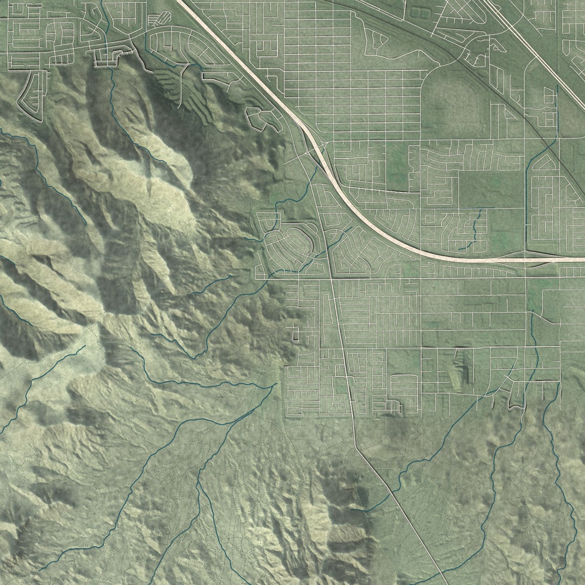Second close-up of the map of Boulder City, Nevada print showing more streets and buildings