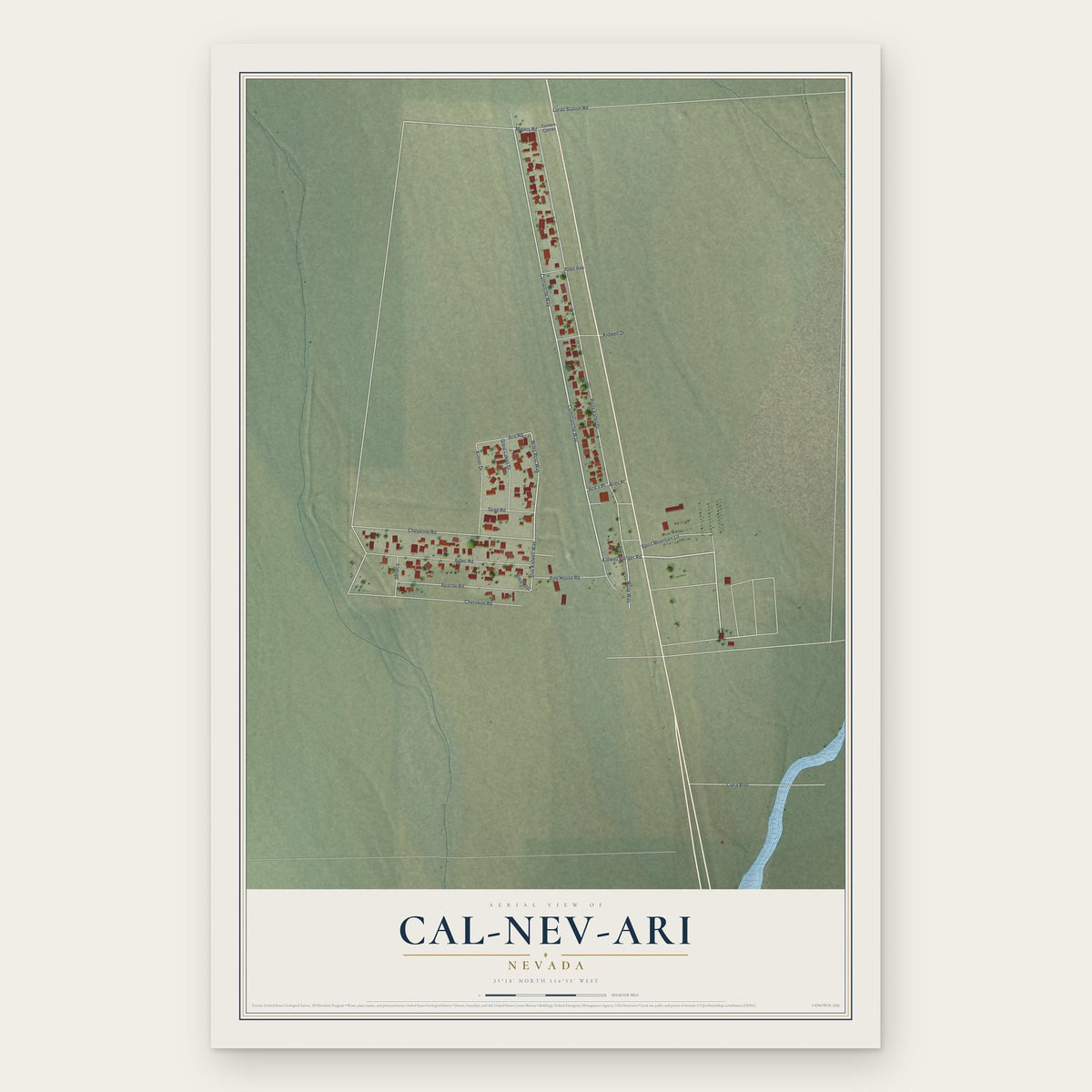 Cal-Nev-Ari, Nevada map print, the full design