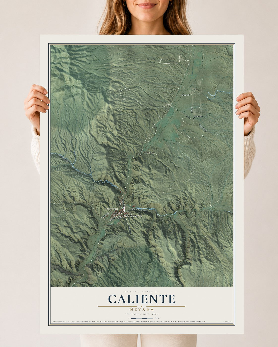Map of Caliente, Nevada, 24 x 36 inch unframed archival matte print