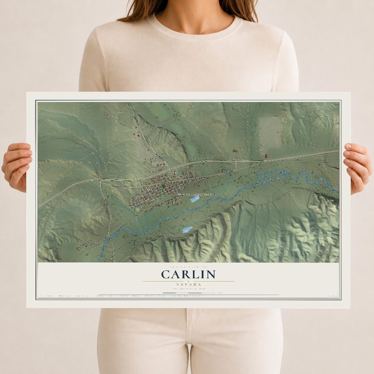 Map of Carlin, Nevada, 12 x 18 inch unframed archival matte print