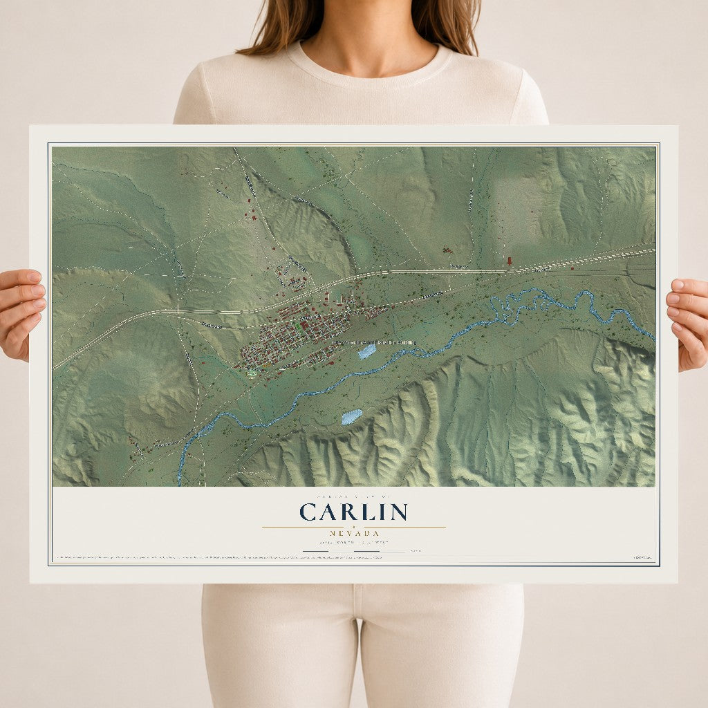 Map of Carlin, Nevada, 18 x 24 inch unframed archival matte print