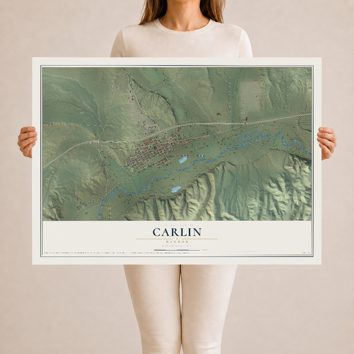 Map of Carlin, Nevada, 24 x 36 inch unframed archival matte print