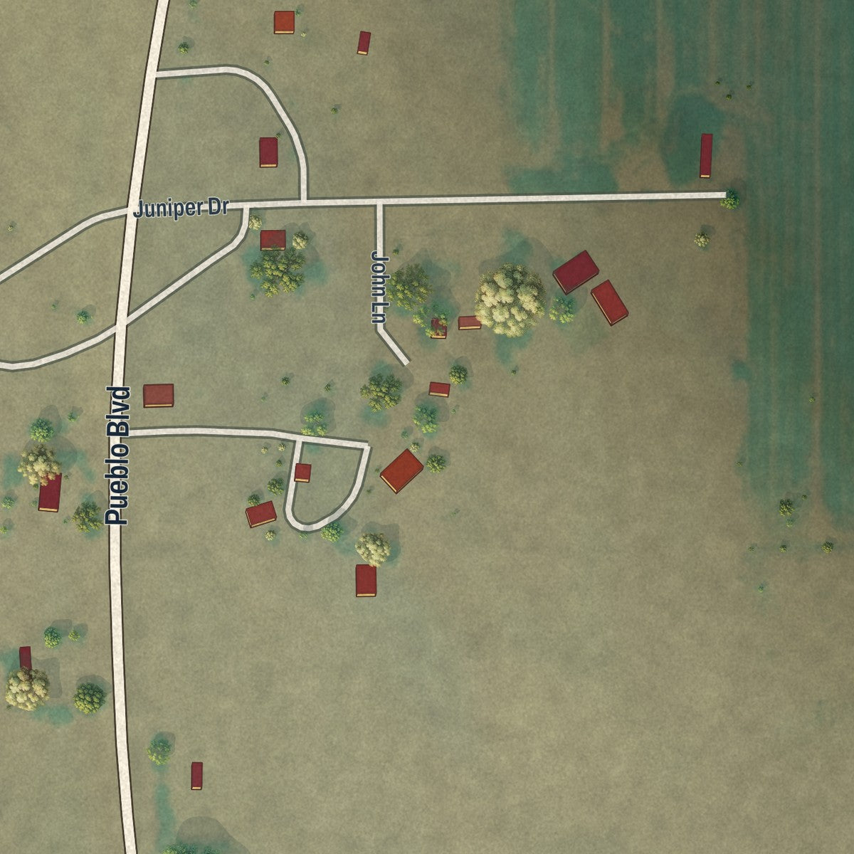 Close-up of the map of Denio, Nevada print showing street and building detail