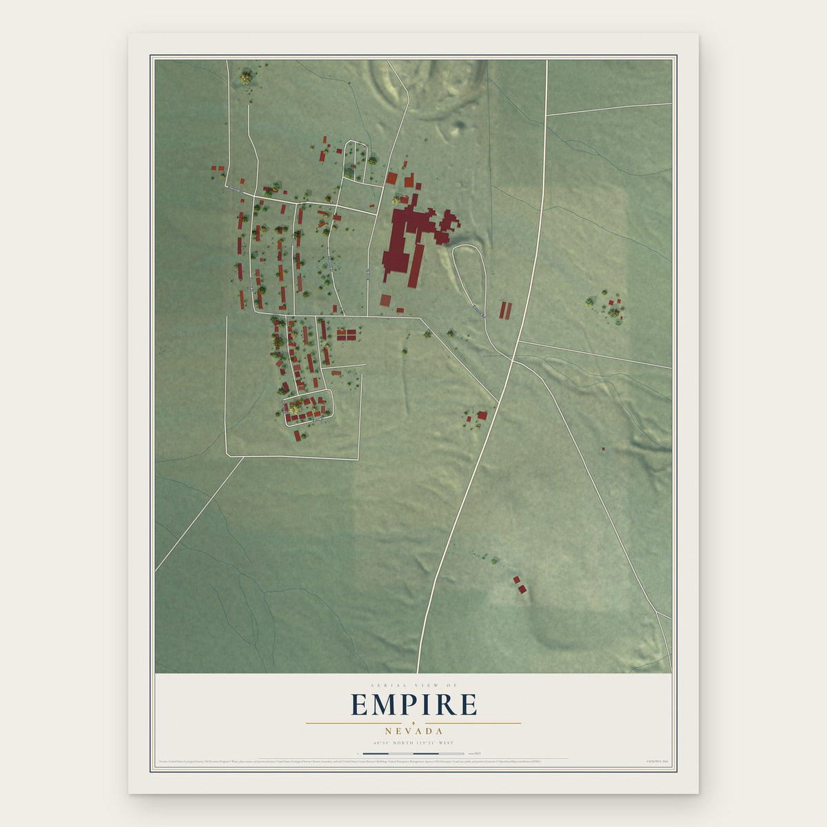 Empire, Nevada map print, the full design