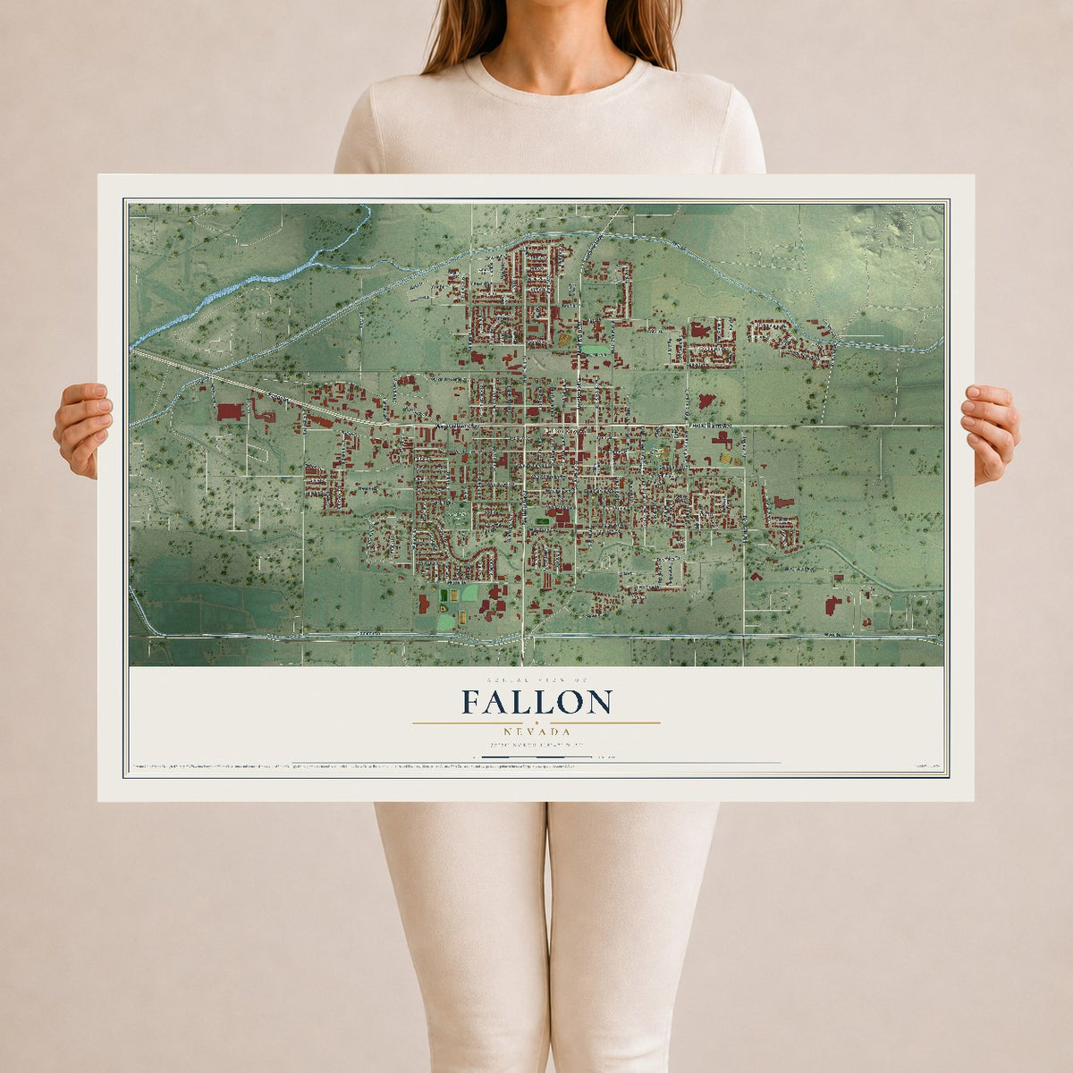 Map of Fallon, Nevada, 24 x 36 inch unframed archival matte print