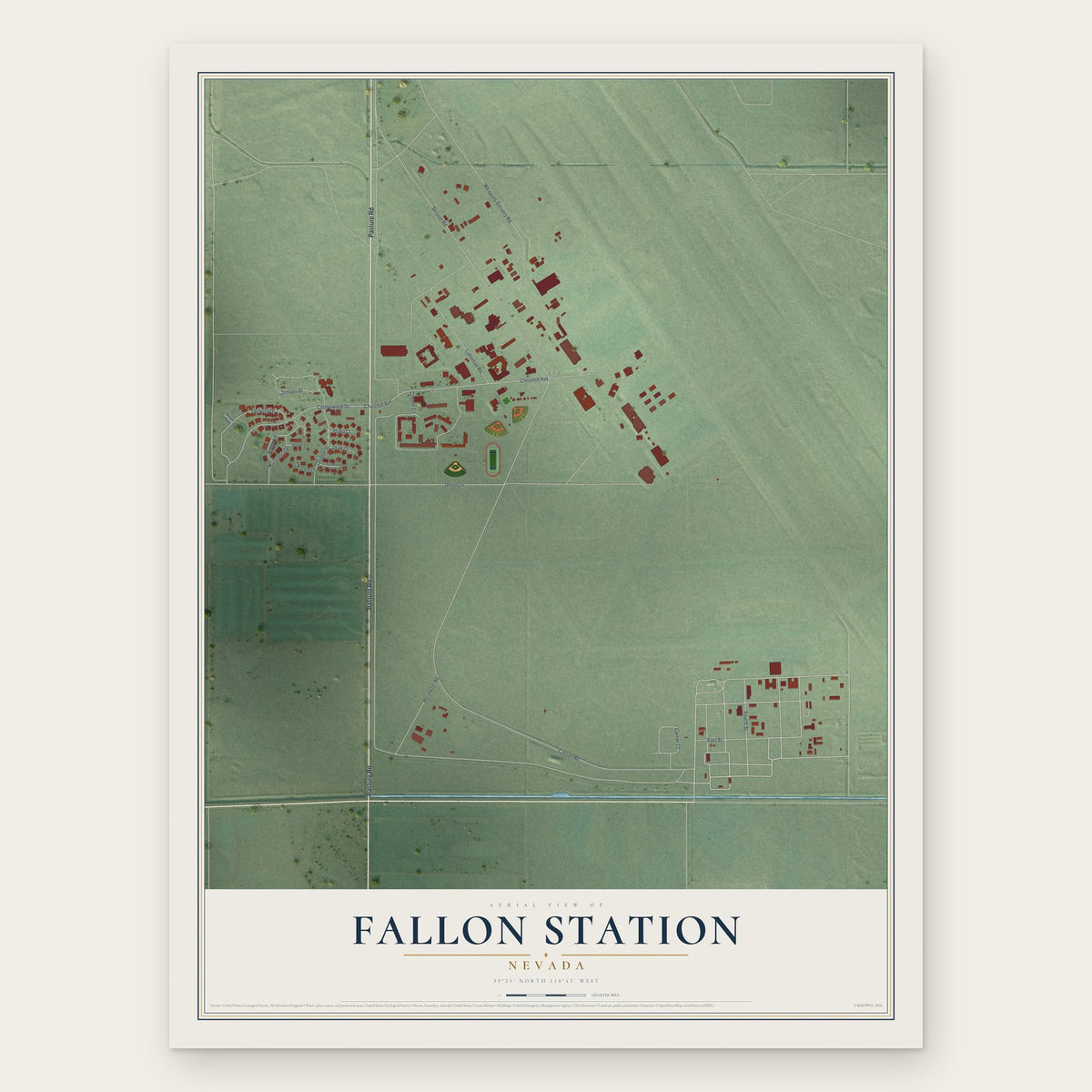Fallon Station, Nevada map print, the full design