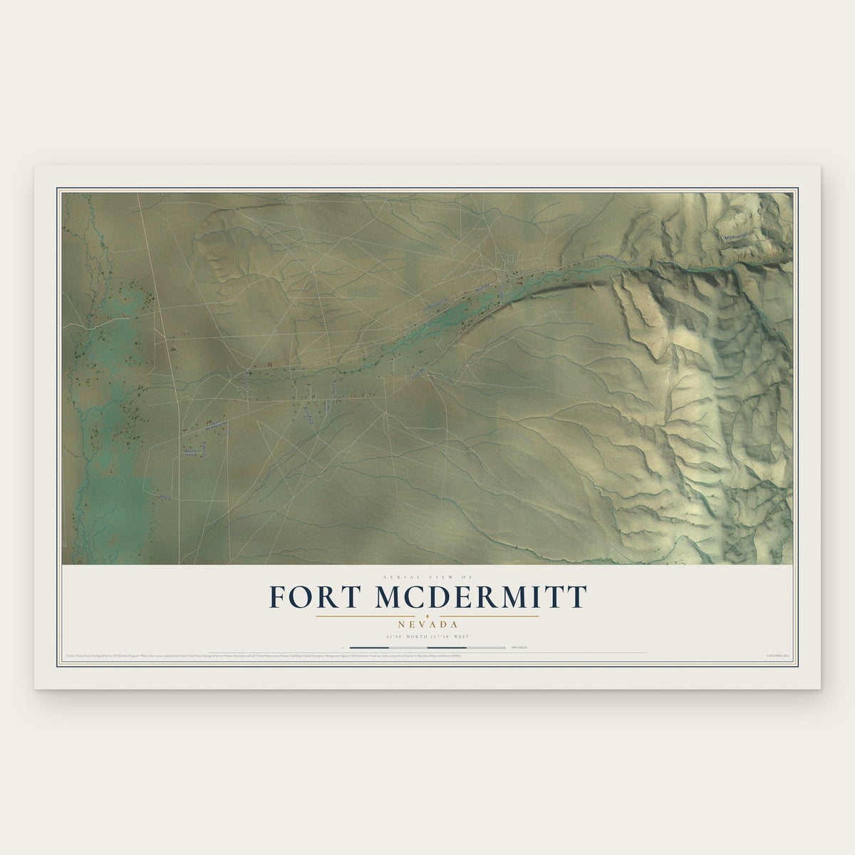 Fort McDermitt, Nevada map print, the full design