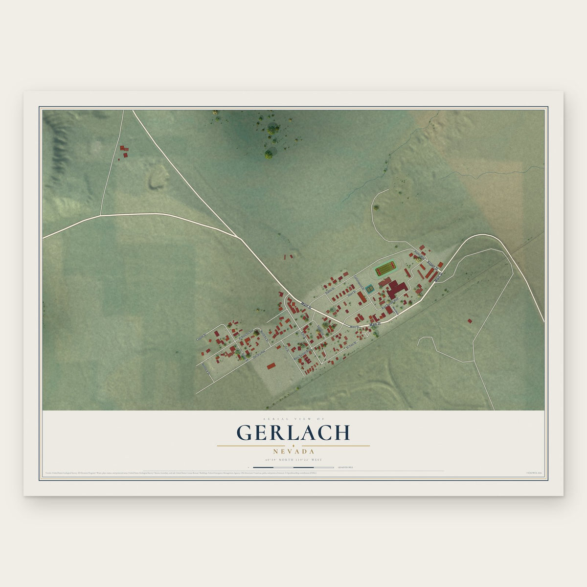 Gerlach, Nevada map print, the full design