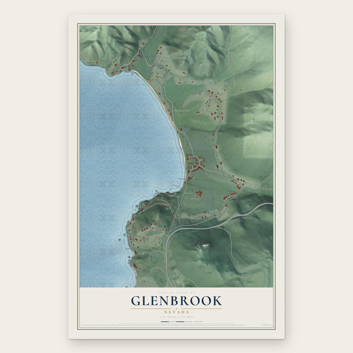 Glenbrook, Nevada map print, the full design