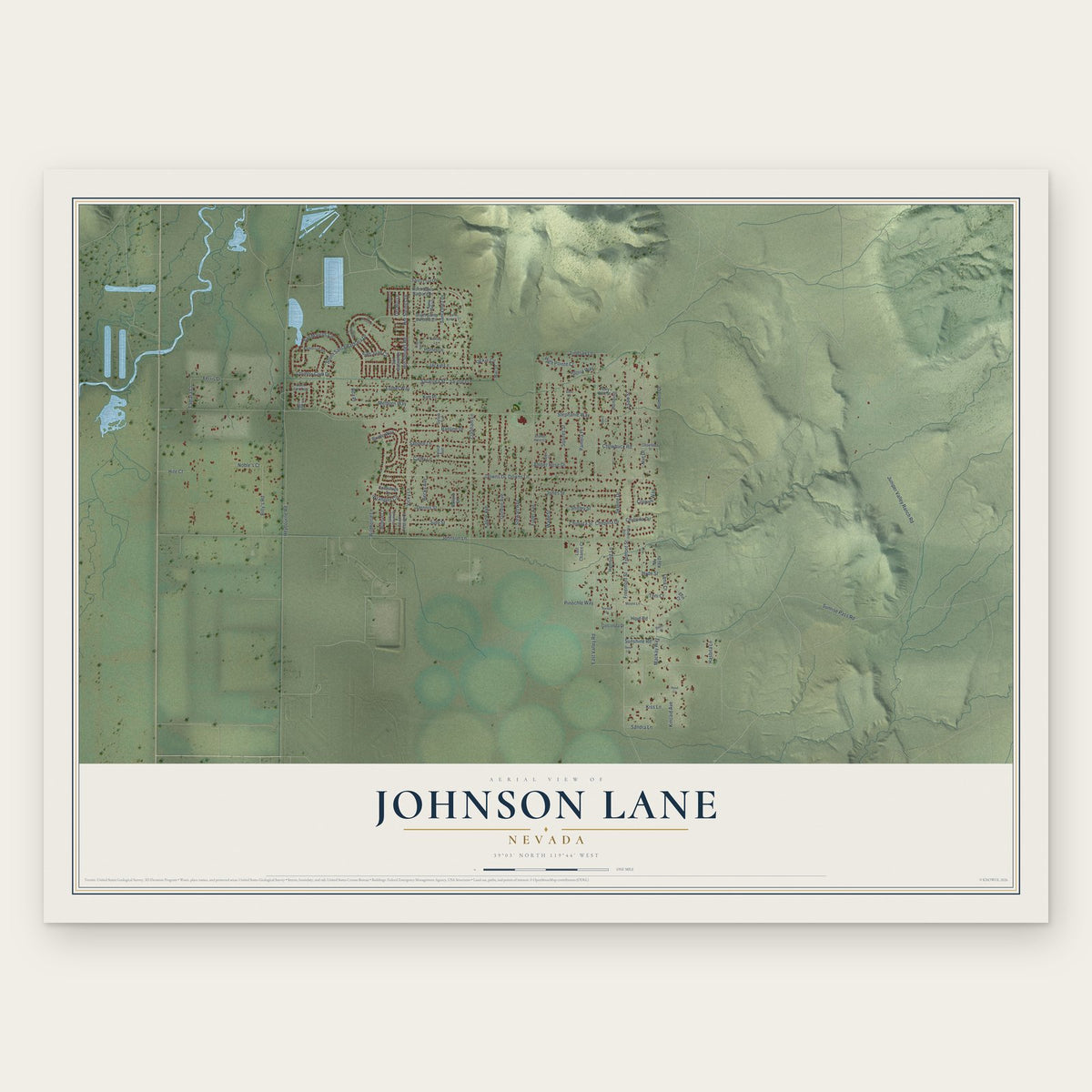 Johnson Lane, Nevada map print, the full design