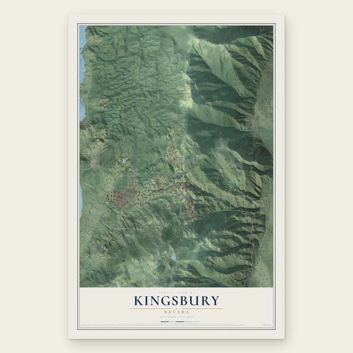 Kingsbury, Nevada map print, the full design